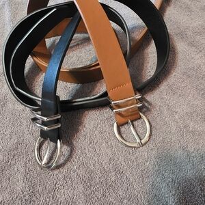 Elegant Black and Tan Belt Set